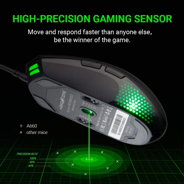 ABKONCORE A660 Gaming Mouse Wired, [10000 DPI] Computer Mice for Laptop with 8 Programmable Buttons, RGB Backlight, Adjustable DPI, Comfortable Grip Mice for Laptop, PC, Mac,Windows 7/8/10